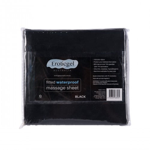 Eroticgel Waterproof Fitted Sheet Black Nuru Massage - Queen Size