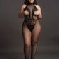 Le Desir Collection Fishnet and Lace Bodystocking Black Size OSX