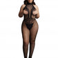 Le Desir Collection Fishnet and Lace Bodystocking Black Size OSX