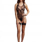 Le Desir Collection Crotchless Rhinestone Halter Teddy Black Size OS