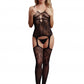 Le Desir Collection Suspender Rhinestone Bodystocking Black Size OS