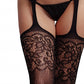 Le Desir Collection Suspender Rhinestone Bodystocking Black Size OS