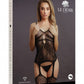 Le Desir Collection Suspender Rhinestone Bodystocking Black Size OS