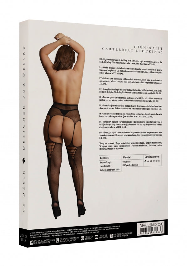 Le Desir Collection High-Waist Garterbelt Stockings Black Size OSX