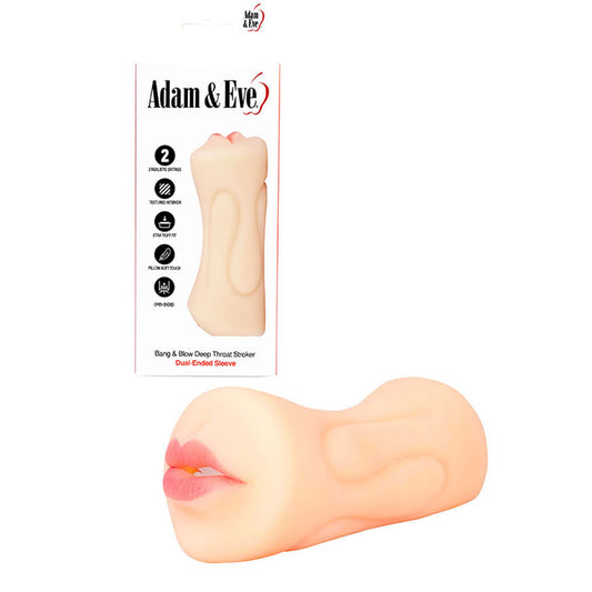 Adam & Eve Bang & Blow Deep Throat Stroker - Flesh Vagina & Mouth Dual Ended Stroker