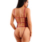 Fantasy Lingerie EDGE Crotchless Open Back Teddy Burgundy - Size S/M or M/L