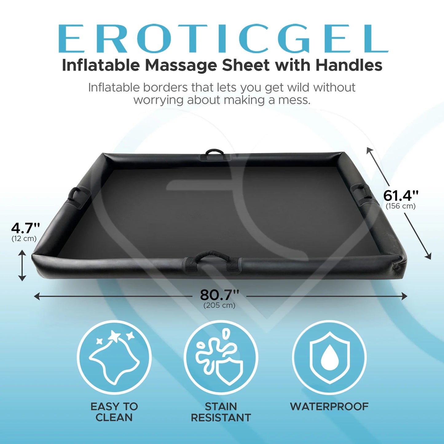 Eroticgel Inflatable Waterproof Massage Sheet with Handles 205cm x 156cm x 12cm