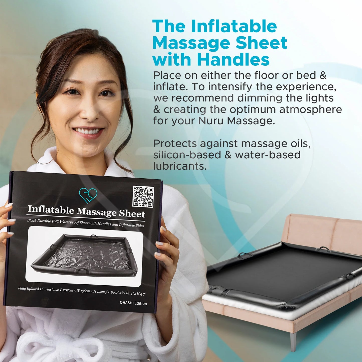 Eroticgel Inflatable Waterproof Massage Sheet with Handles 205cm x 156cm x 12cm