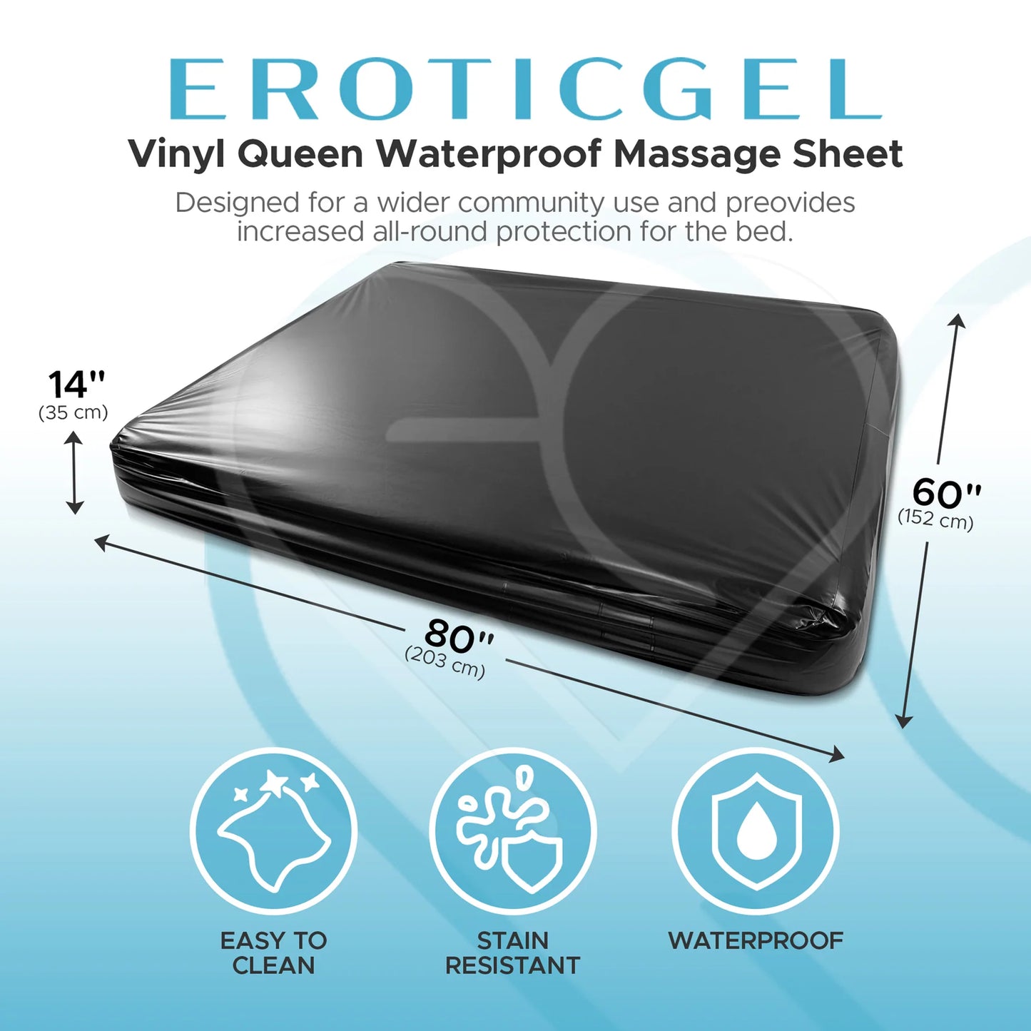 Eroticgel Vinyl Fitted Waterproof Sheet - Queen 152cm x 203cm x 35cm