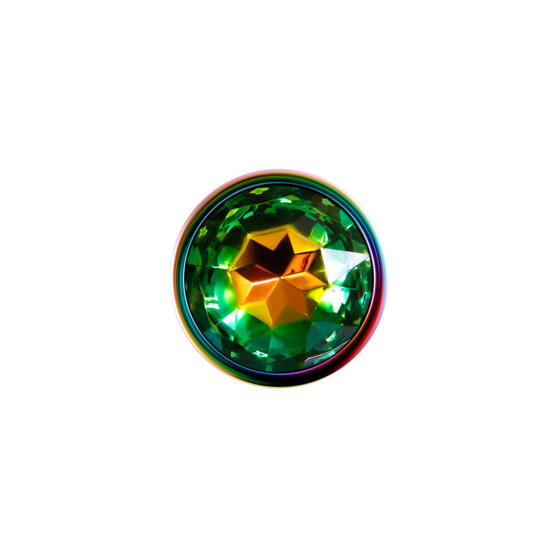 Evolved Rainbow Metal Plug - Coloured 9.4cm Small Butt Plug with Gem Base