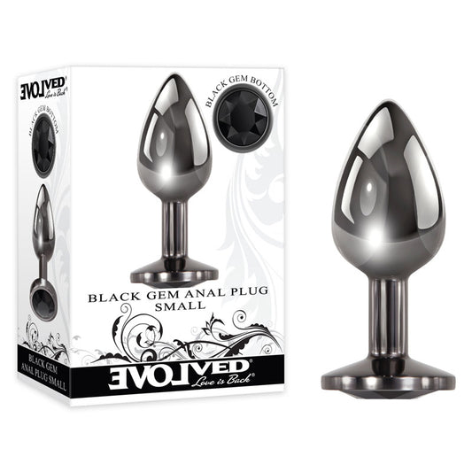 Evolved Black Gem Anal Plug - Metallic 7.1cm Small Butt Plug with Black Gem Base