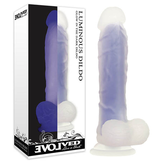 Evolved Luminous Dildo - Glow in the Dark Clear/Purple 20.3cm (8") Dong