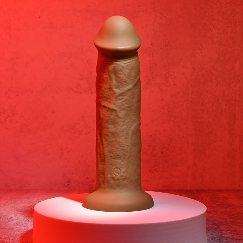 Evolved 7" GIRTHY VIBRATING DONG DARK Brown 17.8cm USB Vibrating Dildo