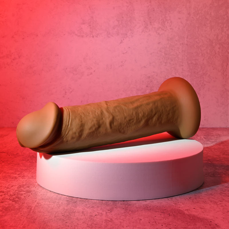 Evolved 7" GIRTHY VIBRATING DONG DARK Brown 17.8cm USB Vibrating Dildo