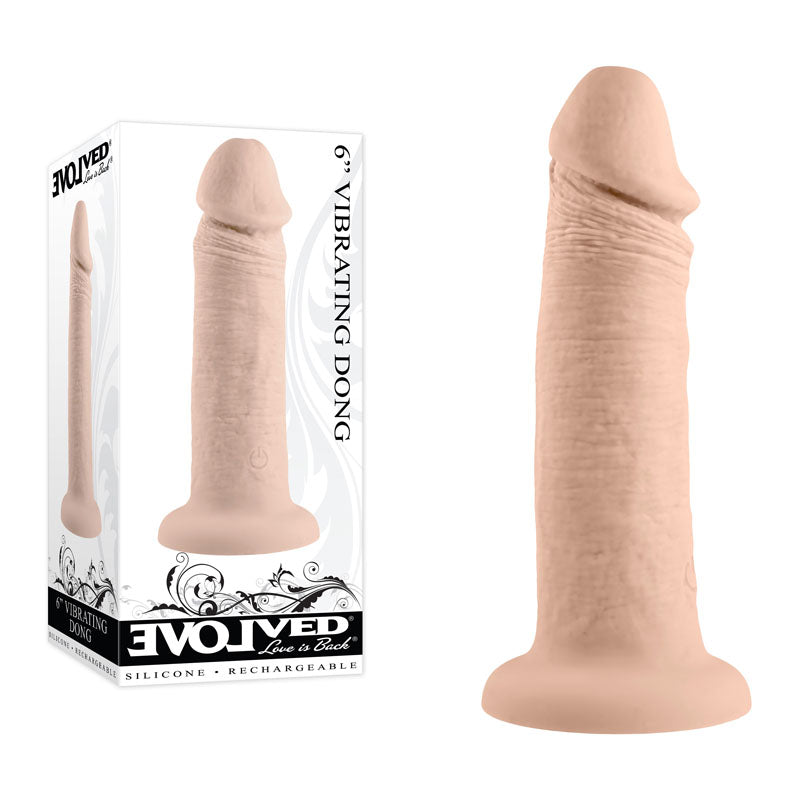 Evolved 6" VIBRATING DONG LIGHT Flesh 15.2cm USB Rechargeable Vibrating Dong