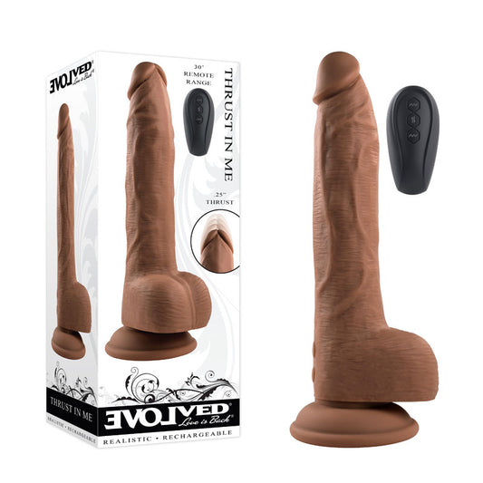 Evolved THRUST IN ME LIGHT Brown 23.5cm USB Rechargeable Thrusting Dong Dildo