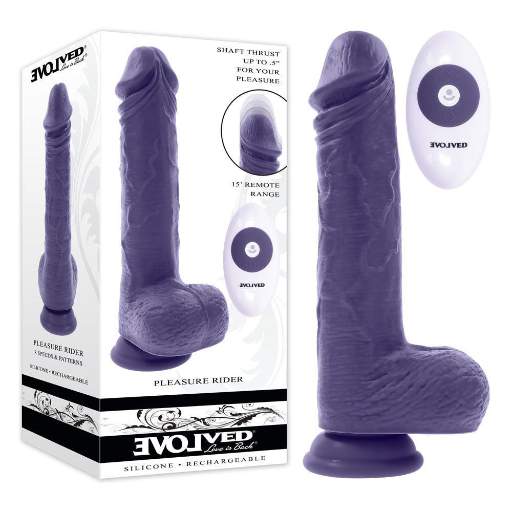 Evolved PLEASURE RIDER - Blue 22.2cm Vibrating & Thrusting Dong with Remote