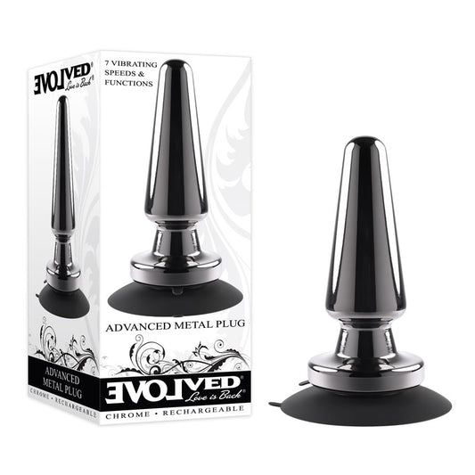 Evolved ADVANCED METAL PLUG Black Chrome 13.8cm USB Rechargeable Vibrating Butt Plug