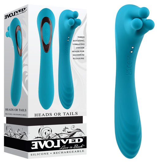 Evolved HEADS OR TAILS Blue 19.3cm USB Rechargeable Dual Ended Massager Vibrator