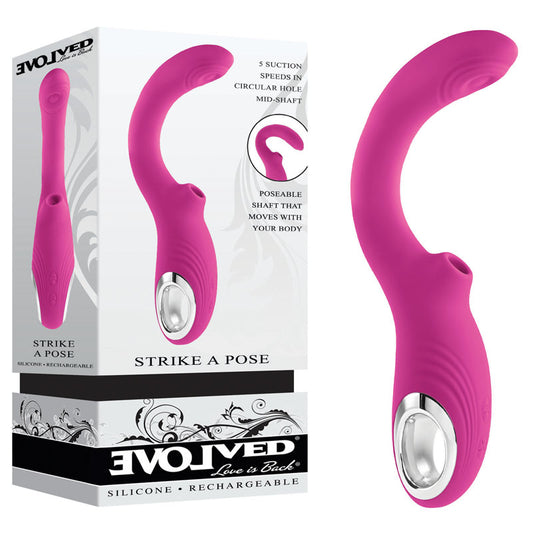 Evolved STRIKE A POSE Pink 22.9cm USB Rechargeable Vibration with Suction