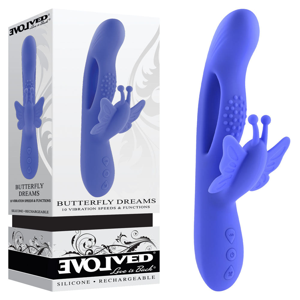 Evolved BUTTERFLY DREAMS Purple 23.8cm USB Rechargeable Butterfly Vibrator