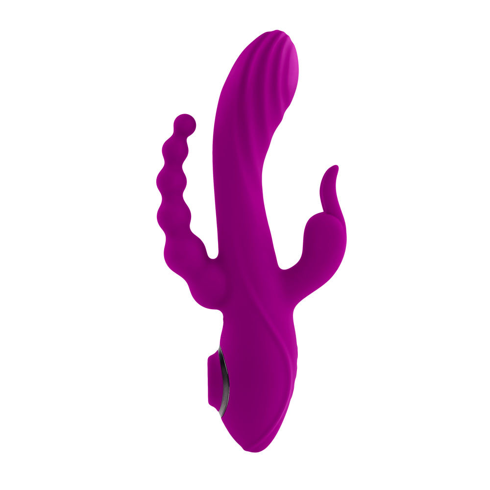 Evolved FOURGASM Purple 21.9cm USB Rechargeable Triple Vibrator with Suction