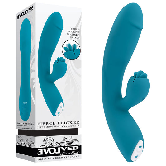 Evolved FIERCE FLICKER Blue 19.5cm USB Rechargeable Rabbit Flicker Vibrator