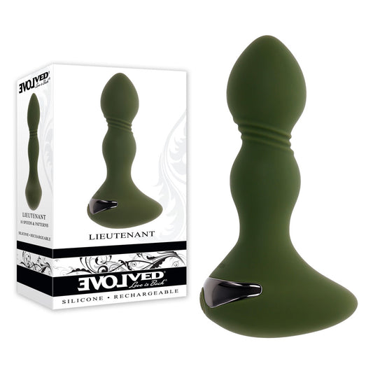 Evolved LIEUTENANT - Green 12.2cm USB Rechargeable Vibrating Butt Plug