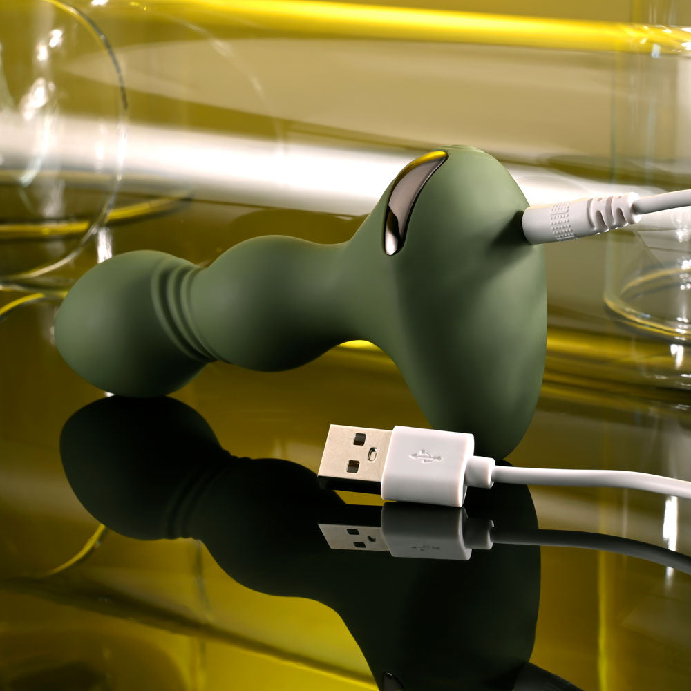 Evolved LIEUTENANT - Green 12.2cm USB Rechargeable Vibrating Butt Plug