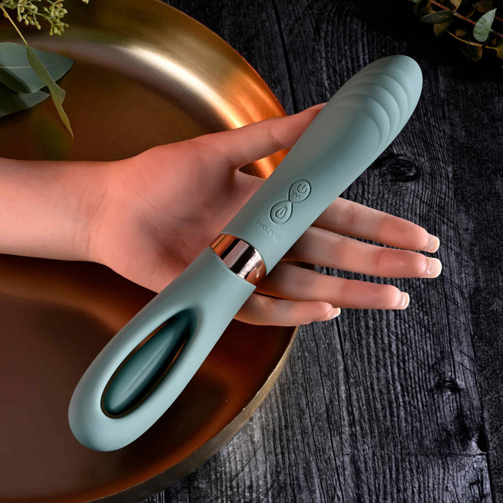 Evolved CHICK FLICK Olive Green 24cm USB Rechargeable Vibrator with Flicking Tip