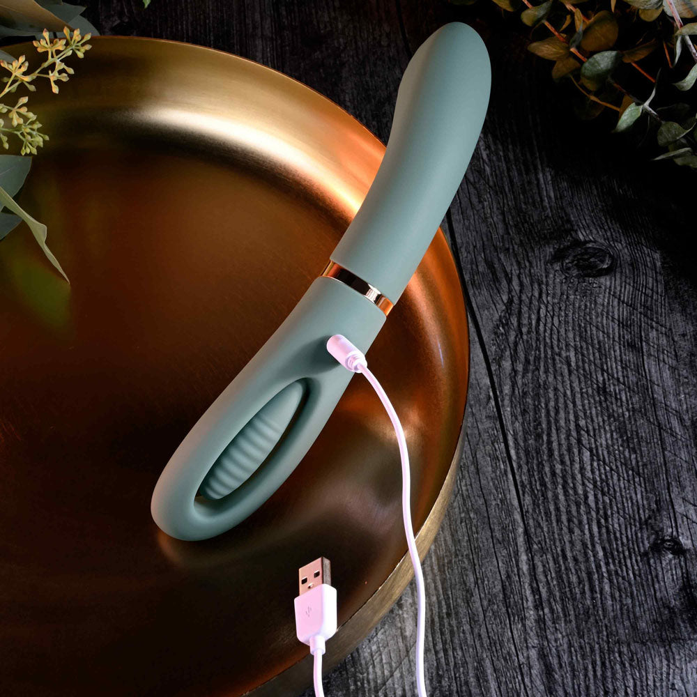 Evolved CHICK FLICK Olive Green 24cm USB Rechargeable Vibrator with Flicking Tip