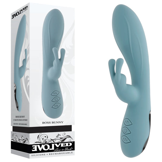 Evolved BOSS BUNNY - Baby Blue 20.1cm USB Rechargeable Rabbit Vibrator