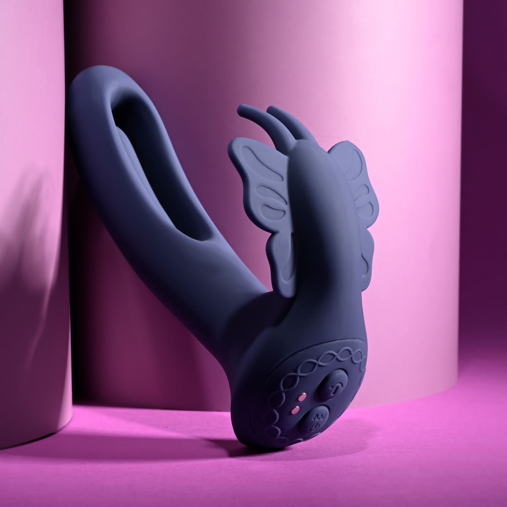 Evolved LORD OF THE WINGS Purple 15.2cm USB Rechargeable Flapping Vibrator with Butterfly Stimulator