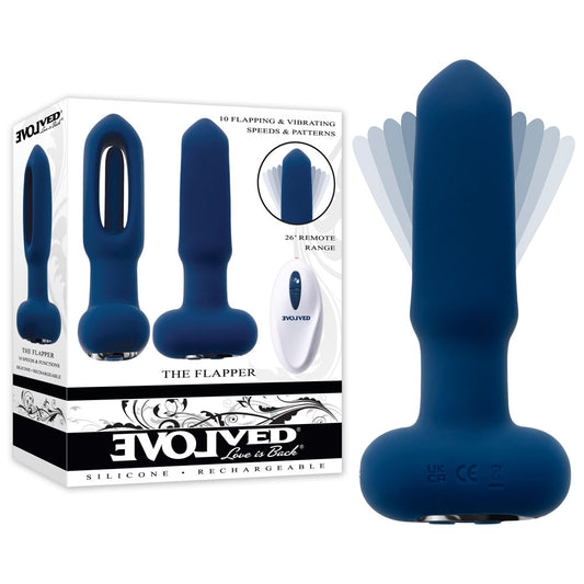 Evolved THE FLAPPER - Blue 14cm Vibrating and Flapping Butt Plug with Remote