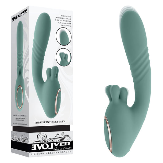 Evolved THRUST INTO ECSTASY - Green 21cm Thrusting & Rotating Vibrator