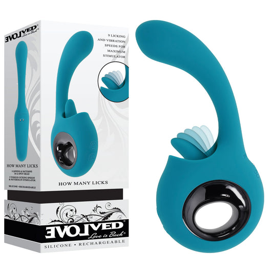 Evolved HOW MANY LICKS - Blue 17.8cm USB Rechargeable Vibrator with Flicking Stimulator