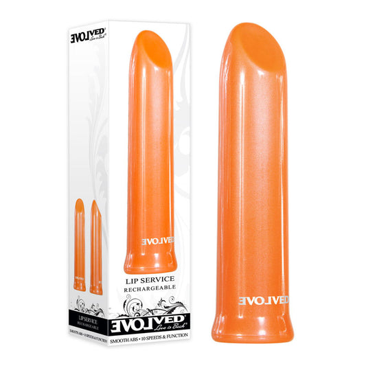 Evolved Lip Service Orange 10cm USB Rechargeable Lipstick Bullet Vibrator