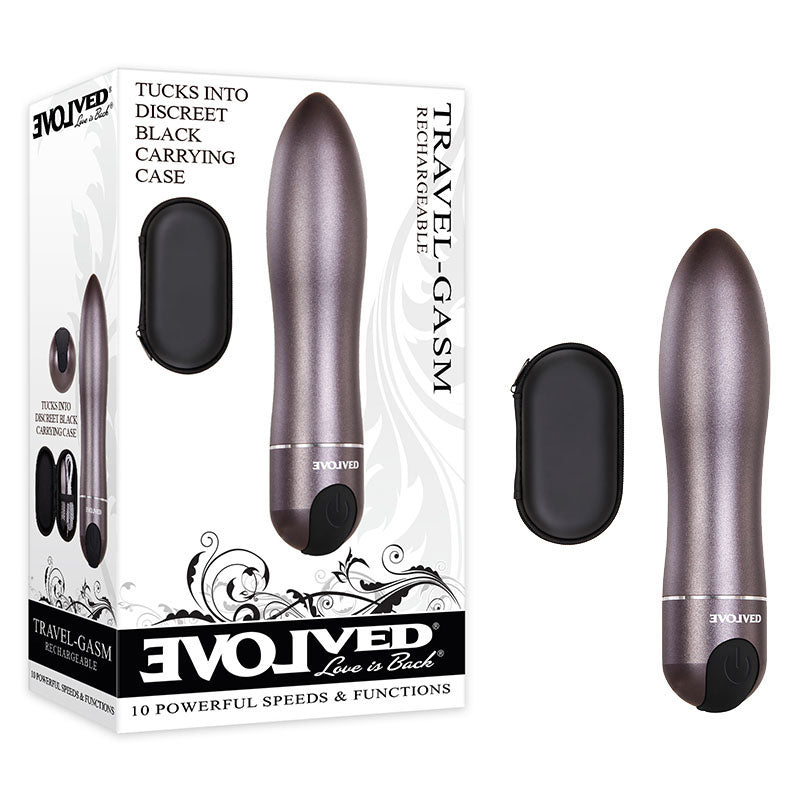 Evolved Travel-Gasm Gray 9cm USB Rechargeable Bullet Vibrator with Travel Case