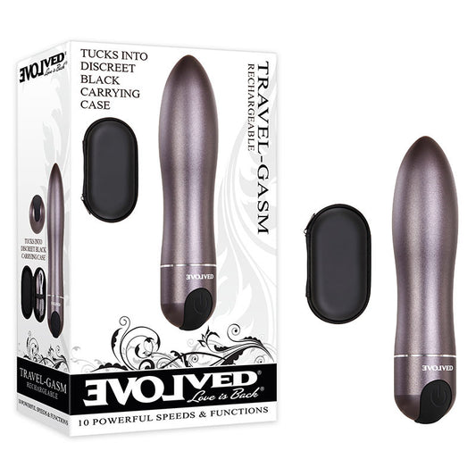 Evolved Travel-Gasm Gray 9cm USB Rechargeable Bullet Vibrator with Travel Case