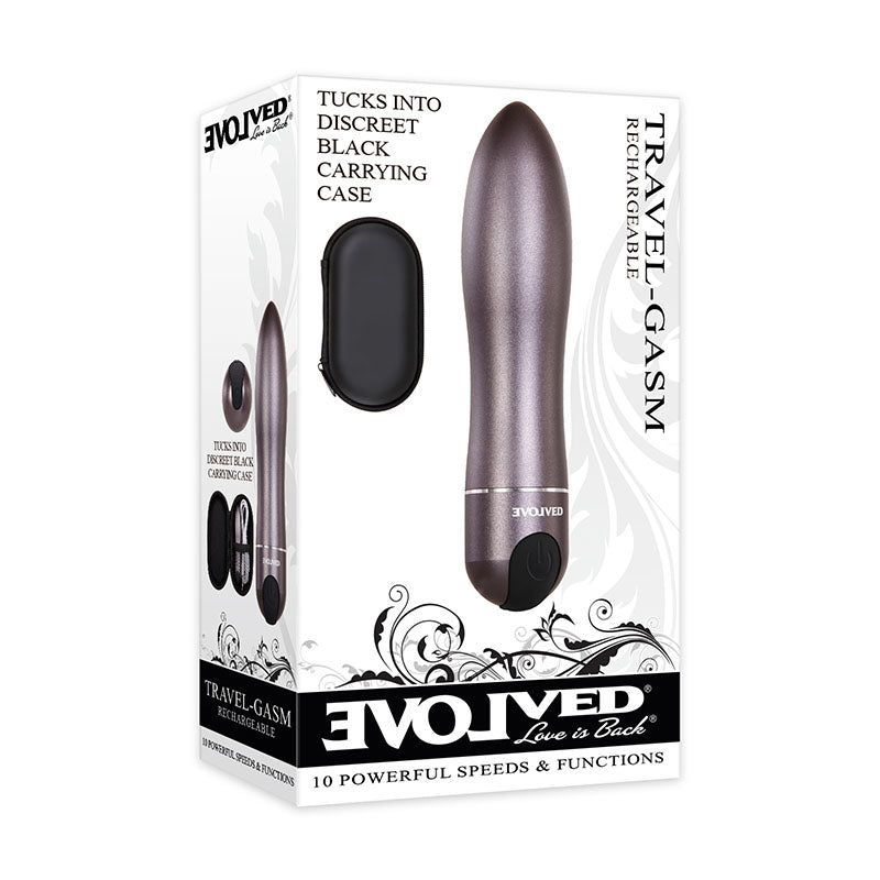 Evolved Travel-Gasm Gray 9cm USB Rechargeable Bullet Vibrator with Travel Case