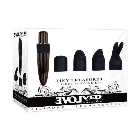 Evolved Tiny Treasures Black Chrome USB Rechargeable Mini Massager Vibrator