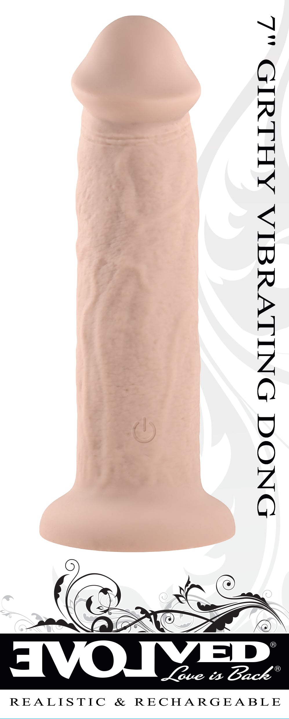 Evolved 7" GIRTHY VIBRATING DONG LIGHT Flesh 17.8cm USB Rechargeable Vibrating Dong