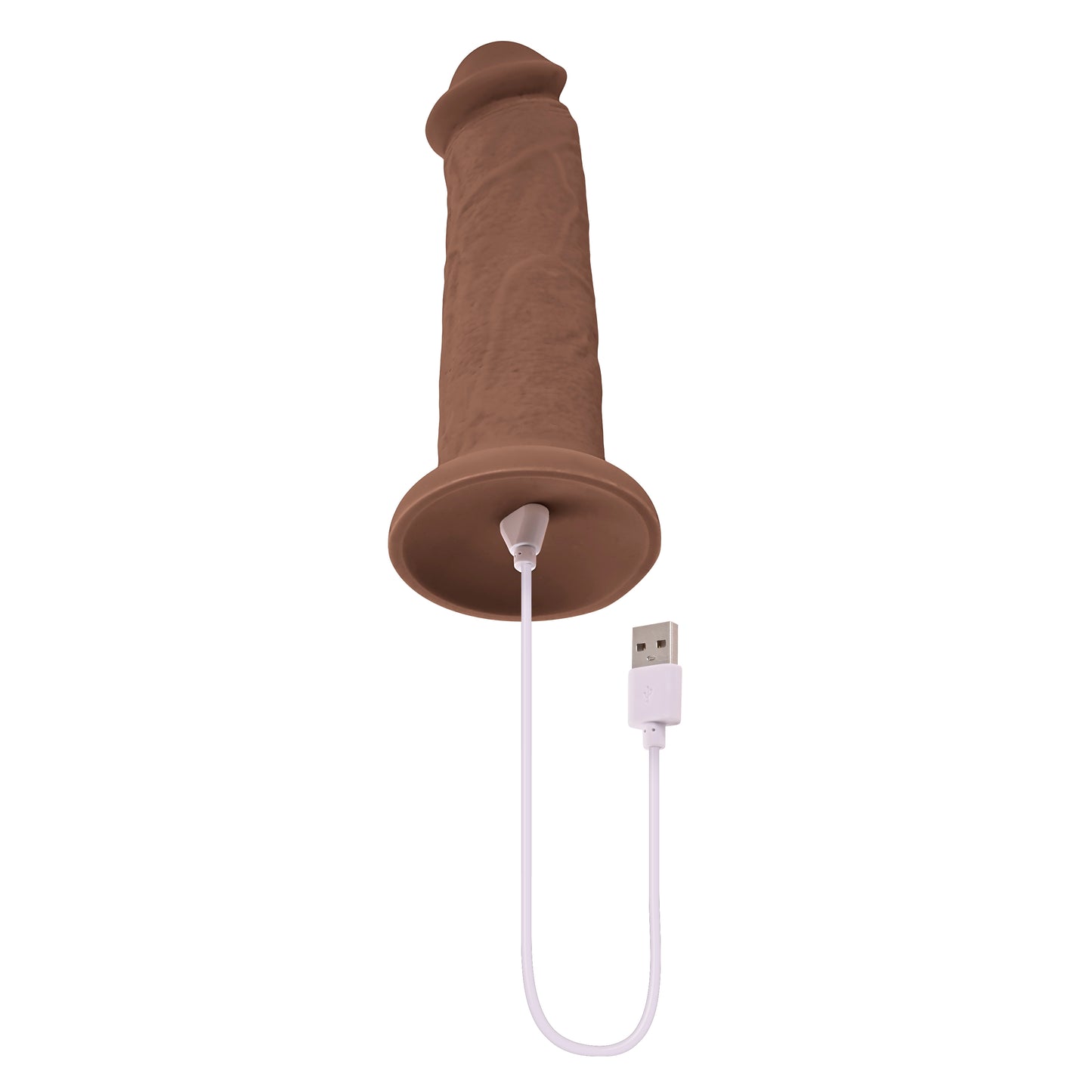 Evolved 7" GIRTHY VIBRATING DONG DARK Brown 17.8cm USB Vibrating Dildo