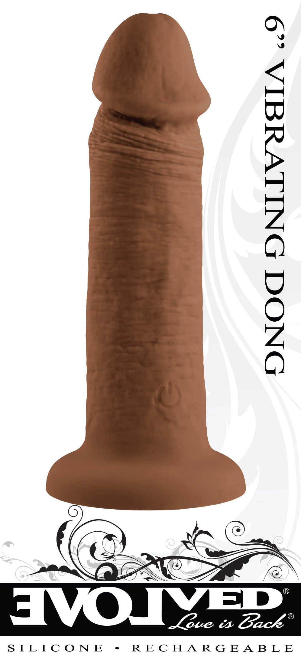 Evolved 6" VIBRATING DONG DARK Brown 15.2cm USB Rechargeable Vibrating Dildo