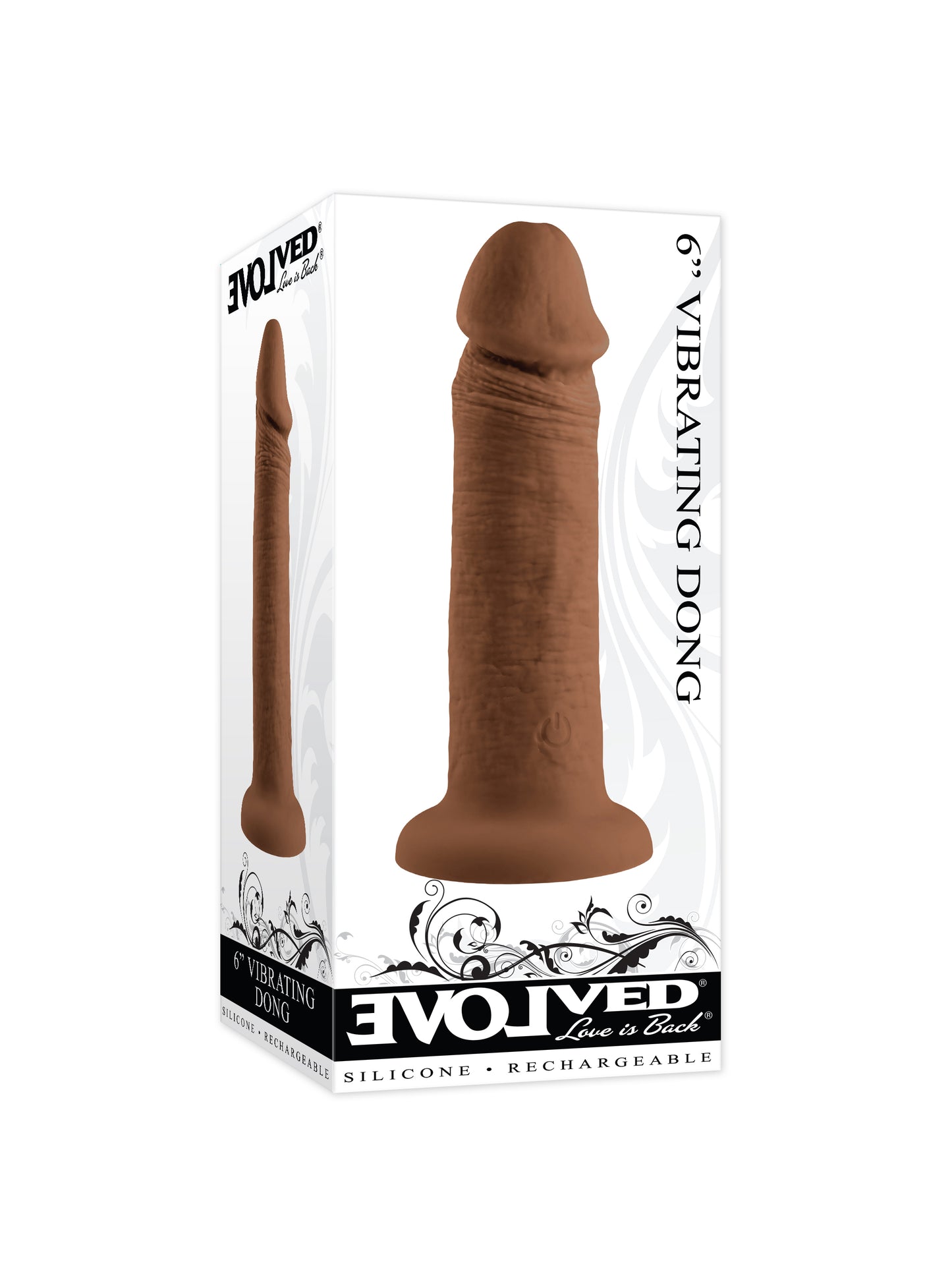 Evolved 6" VIBRATING DONG DARK Brown 15.2cm USB Rechargeable Vibrating Dildo