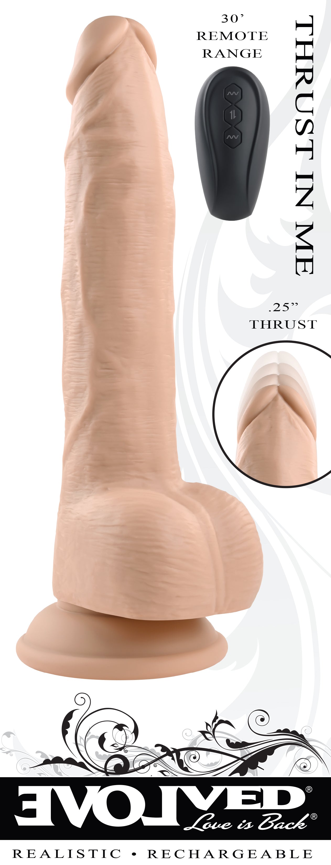 Evolved THRUST IN ME LIGHT Flesh 23.5cm USB Rechargeable Thrusting Dong Dildo