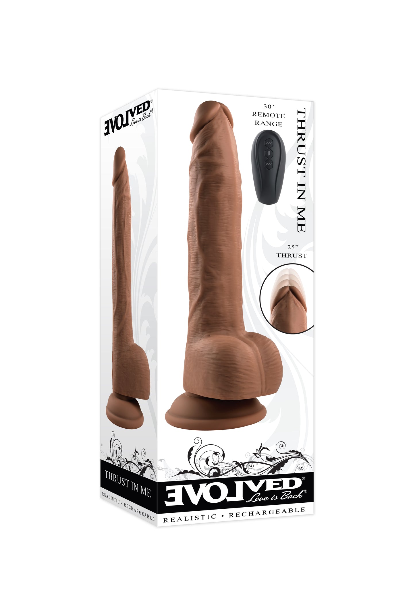 Evolved THRUST IN ME LIGHT Brown 23.5cm USB Rechargeable Thrusting Dong Dildo