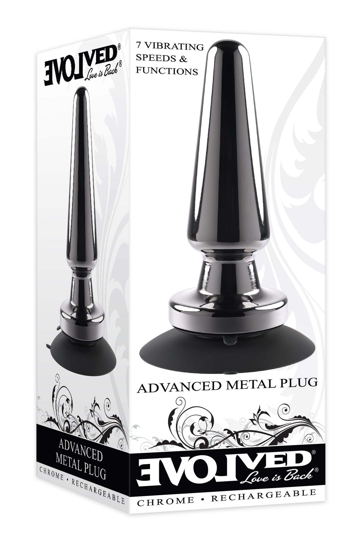 Evolved ADVANCED METAL PLUG Black Chrome 13.8cm USB Rechargeable Vibrating Butt Plug