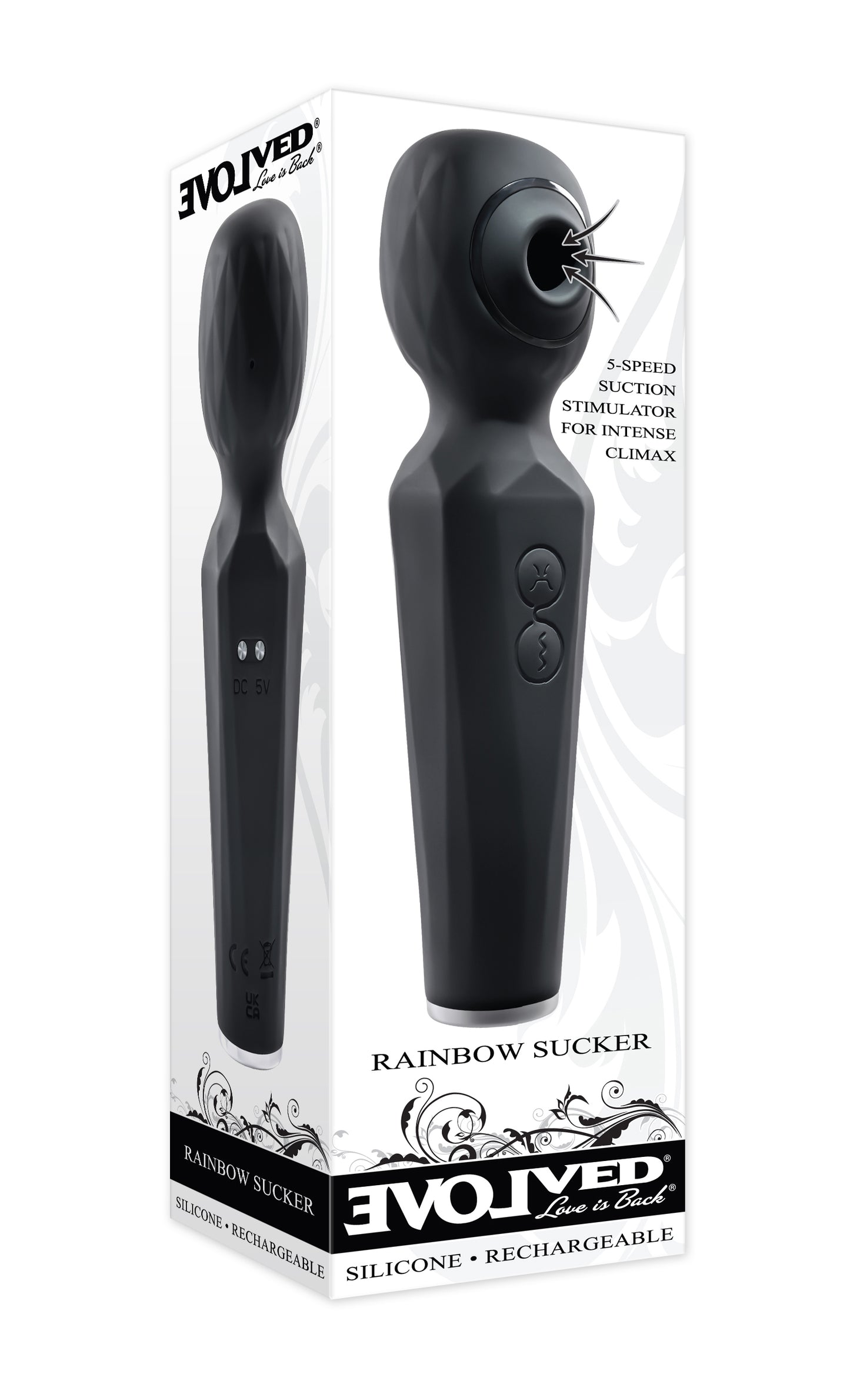 Evolved Rainbow Sucker Massage Wand with Suction Tip