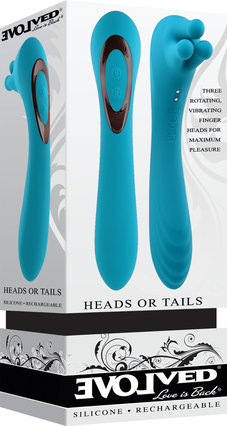 Evolved HEADS OR TAILS Blue 19.3cm USB Rechargeable Dual Ended Massager Vibrator